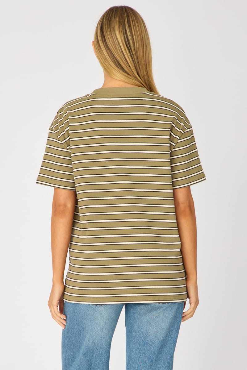 Green Stripe Oversized Tee Short Sleeve