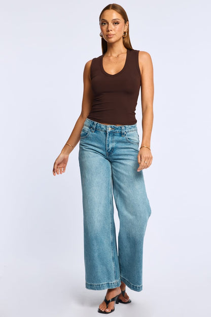 Brown Tank Sleeveless V-neck
