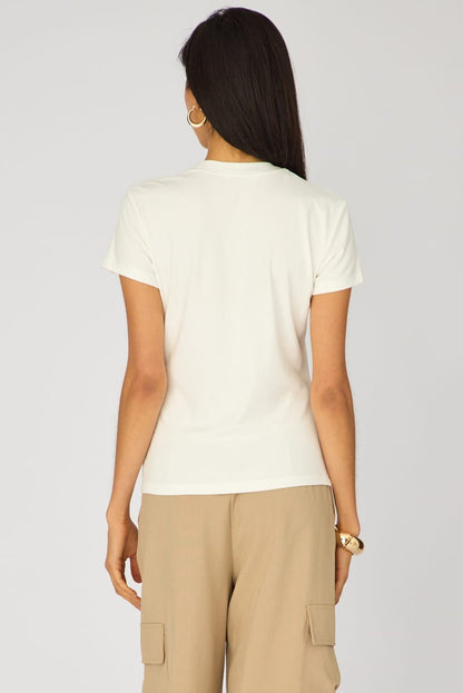 White Cotton T-shirt Short Sleeve Round Neck