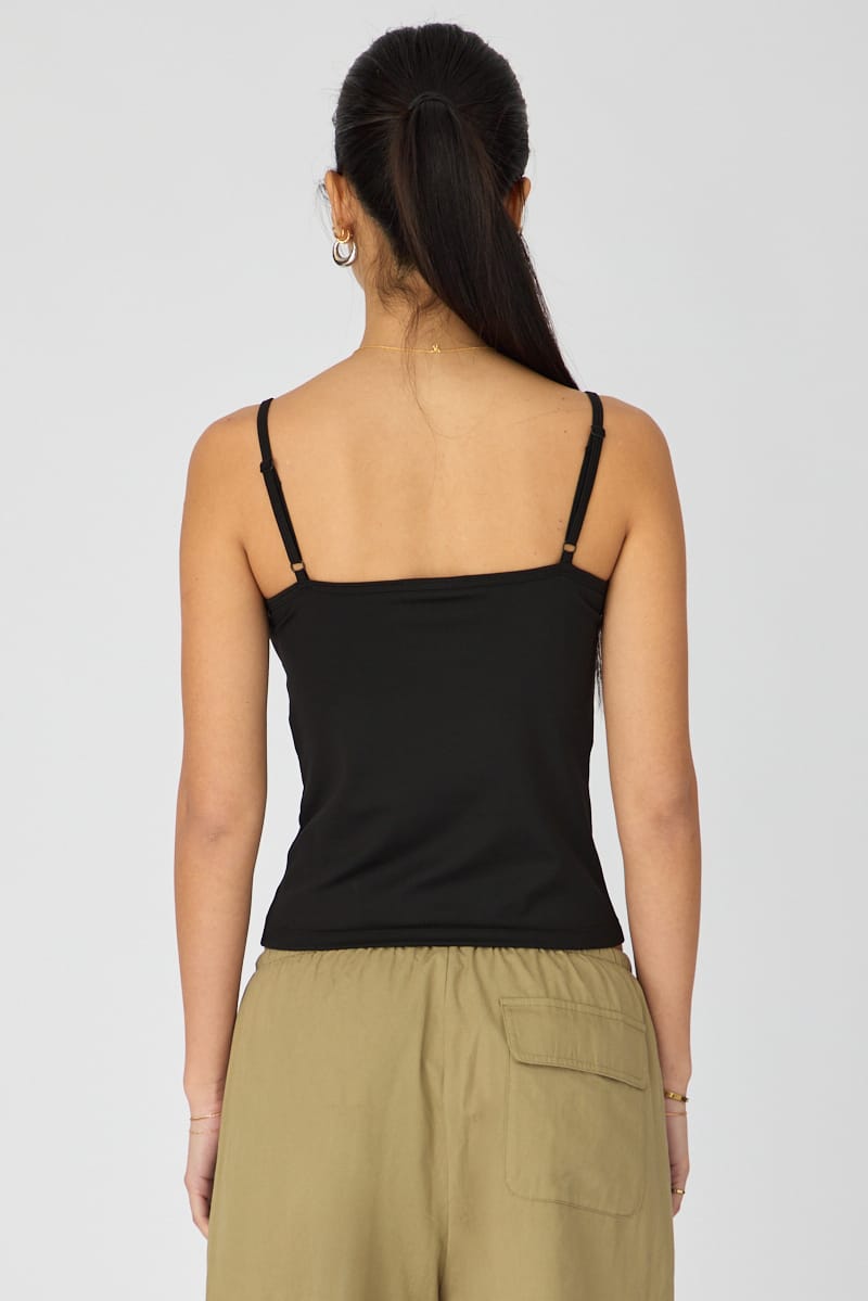 Black Supersoft Cami Scoop Neck Strappy Slim Fit