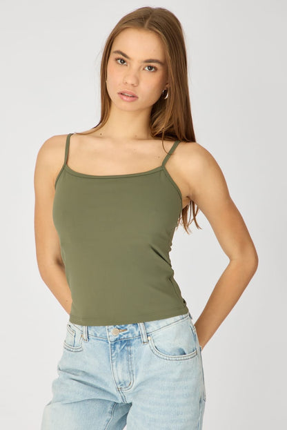Green Supersoft Cami Scoop Neck Strappy Slim Fit