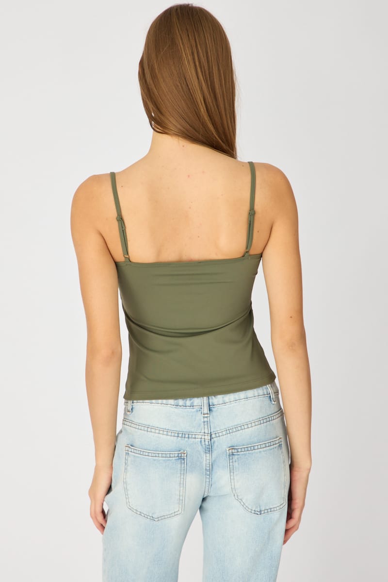 Green Supersoft Cami Scoop Neck Strappy Slim Fit