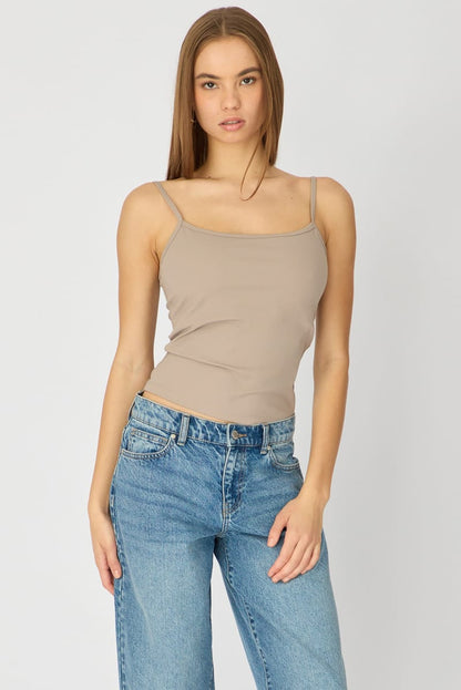Brown Supersoft Cami Scoop Neck Strappy Slim Fit