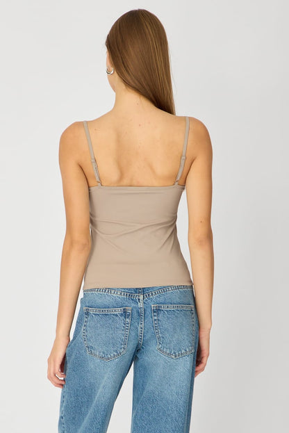 Brown Supersoft Cami Scoop Neck Strappy Slim Fit