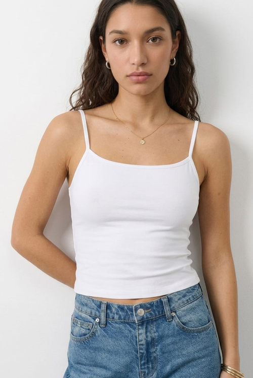 White Supersoft Cami Scoop Neck Strappy Slim Fit