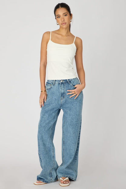 White Supersoft Cami Scoop Neck Strappy Slim Fit