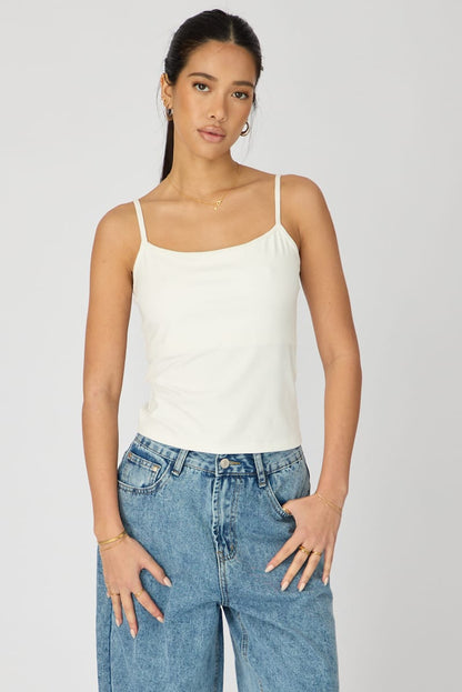 White Supersoft Cami Scoop Neck Strappy Slim Fit
