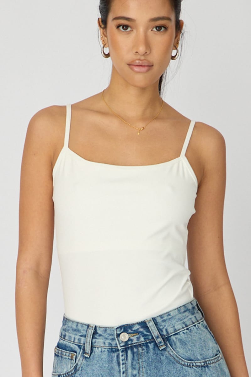 White Supersoft Cami Scoop Neck Strappy Slim Fit
