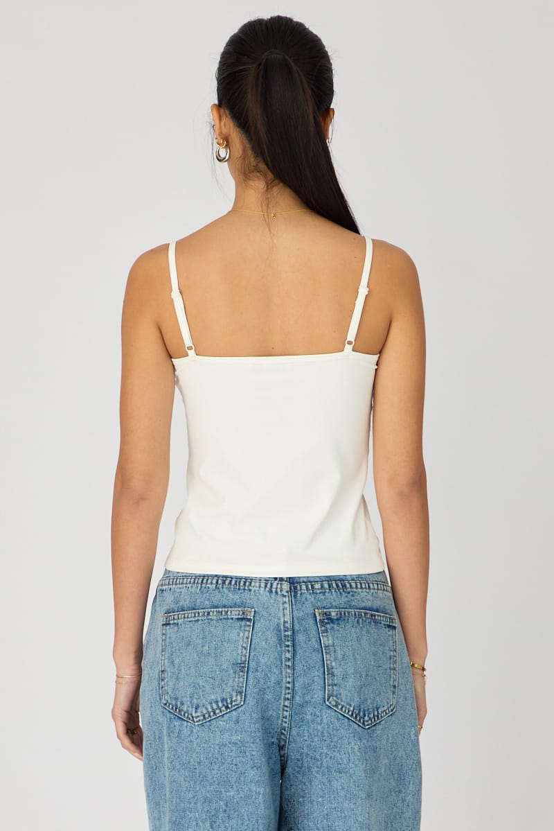 White Supersoft Cami Scoop Neck Strappy Slim Fit