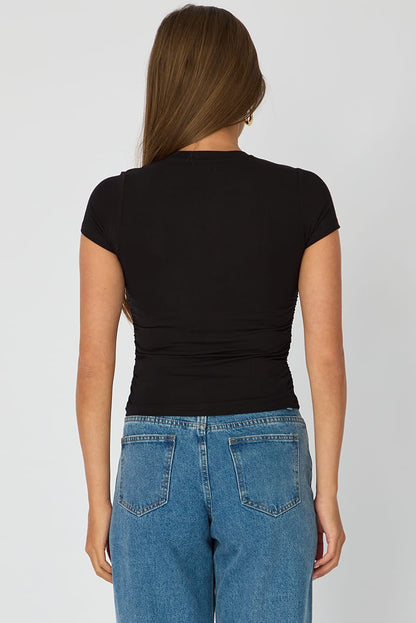 Black T-shirt Short Sleeve Crew Neck Modal