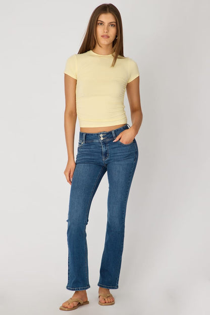 Yellow T-shirt Short Sleeve Crew Neck Modal