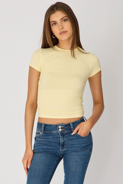 Yellow T-shirt Short Sleeve Crew Neck Modal