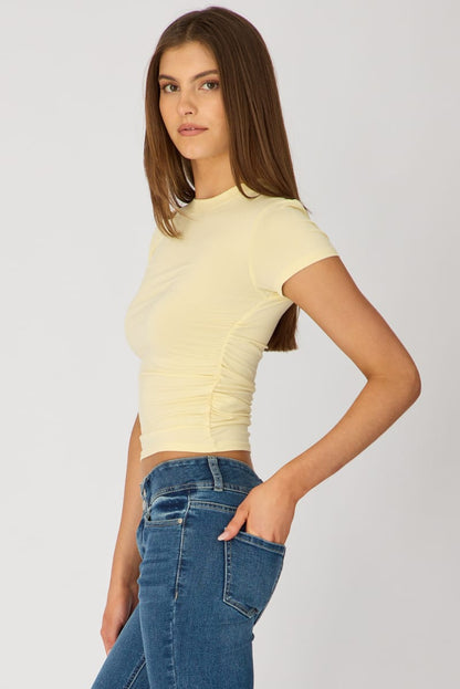 Yellow T-shirt Short Sleeve Crew Neck Modal