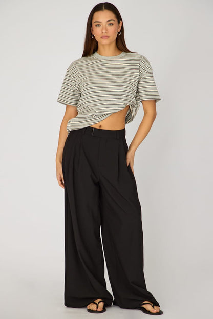Grey Stripe Oversized Tee Short Sleeve
