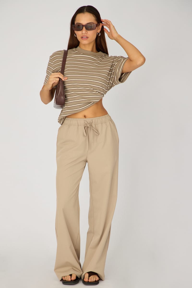 Grey Stripe Oversized Tee Short Sleeve