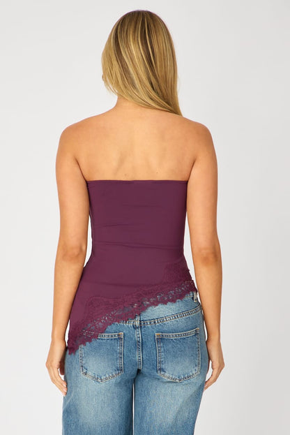 Purple Asymmetrical Long Line Bandeau Top