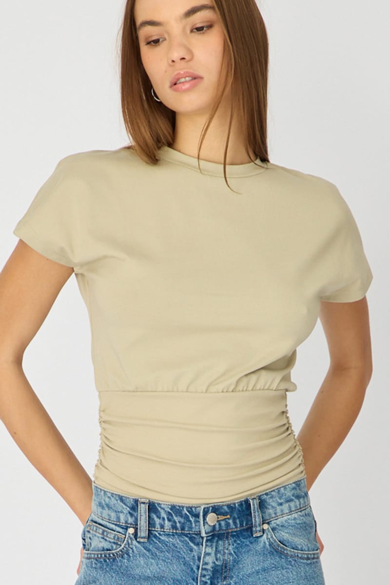 Green Boat Neck Short Sleeve Top