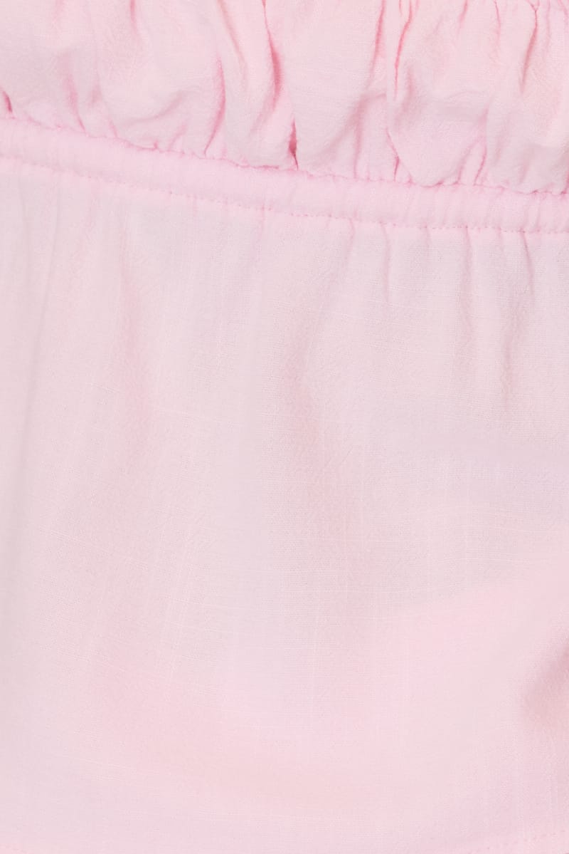 Pink Cami Top Sleeveless Front Tie Babydoll Linen Blend